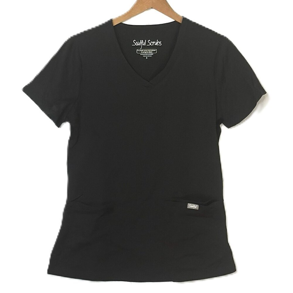 Black Soulful Scrubs Top Size Small